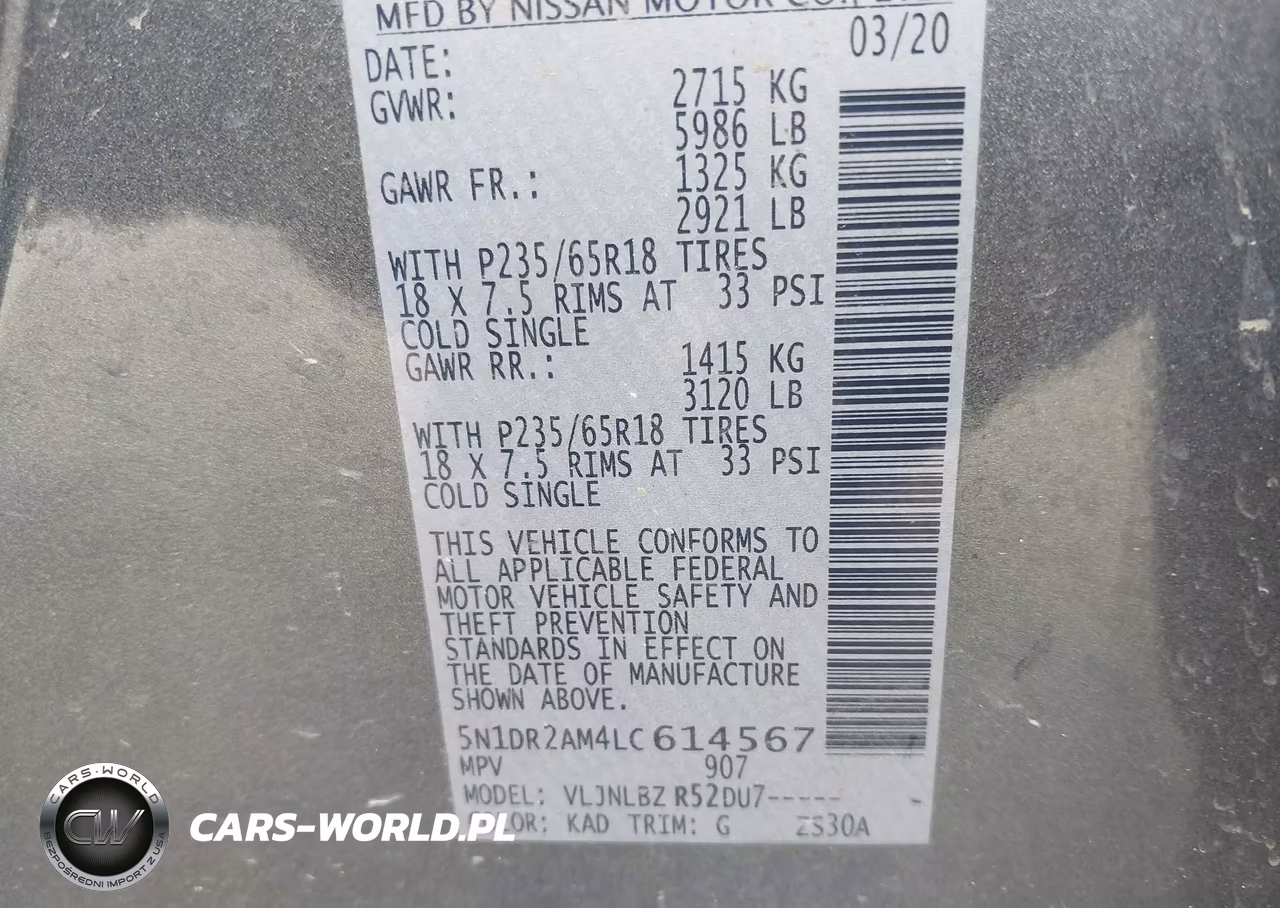 2020 Nissan Pathfinder S 4Wd VIN:5N1DR2AM4LC614567 - 9