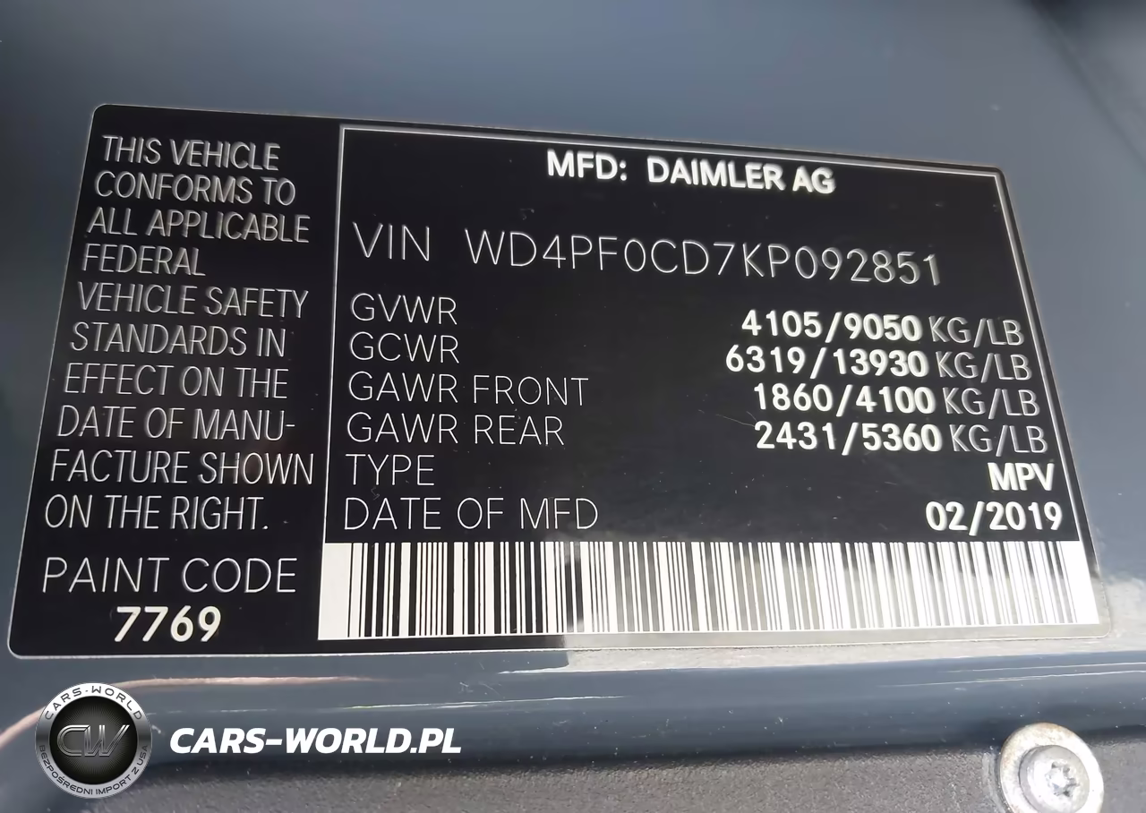 2019 Mercedes-Benz Sprinter 2500 High Roof V6 VIN:WD4PF0CD7KP092851 - 9