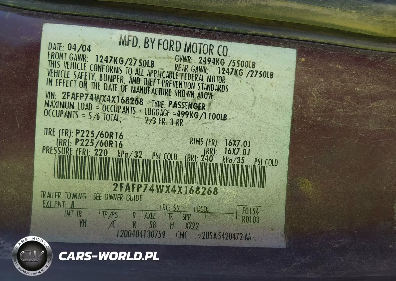 2004 Ford Crown Victoria Lx VIN:2FAFP74WX4X168268 - 9