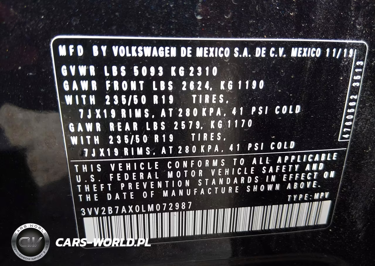 2020 Volkswagen Tiguan VIN:3VV2B7AX0LM072987 - 9