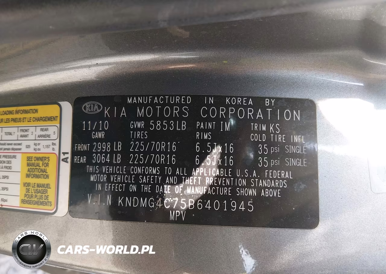 2011 Kia Sedona Lx VIN:KNDMG4C75B6401945 - 9