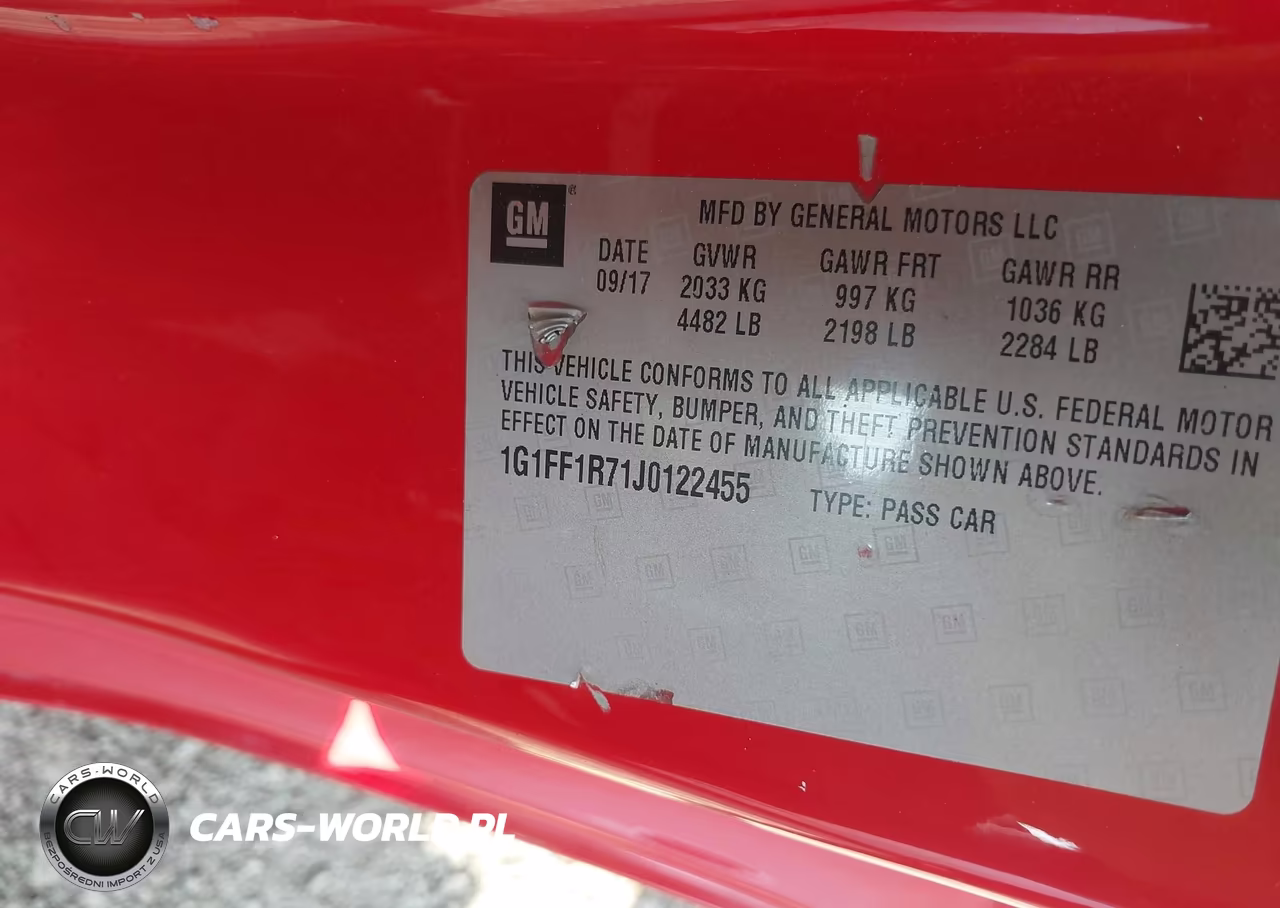 2018 Chevrolet Camaro 1Ss VIN:1G1FF1R71J0122455 - 9