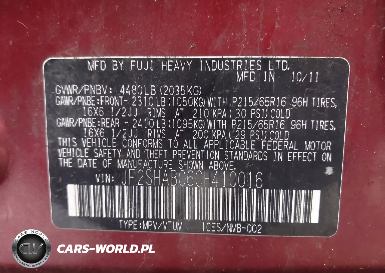 2012 Subaru Forester 2.5X VIN:JF2SHABC6CH410016 - 9