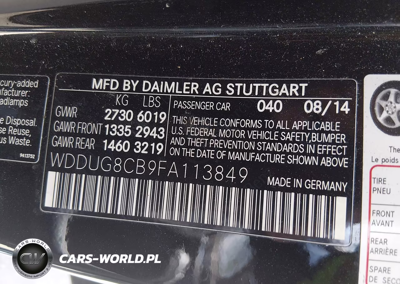 2015 Mercedes-Benz S 550 VIN:WDDUG8CB9FA113849 - 9