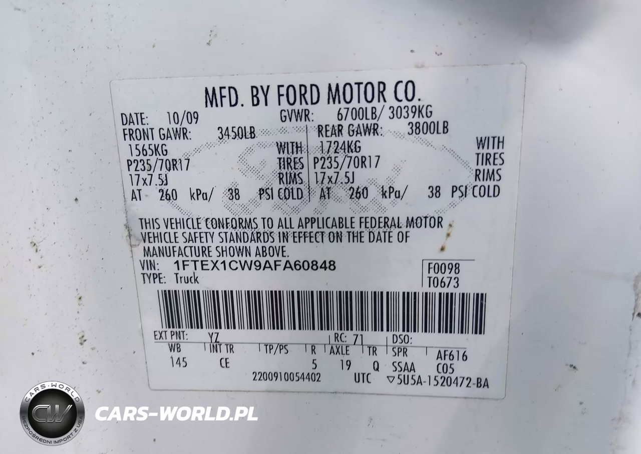 2010 Ford F-150 Stx-Xl VIN:1FTEX1CW9AFA60848 - 9