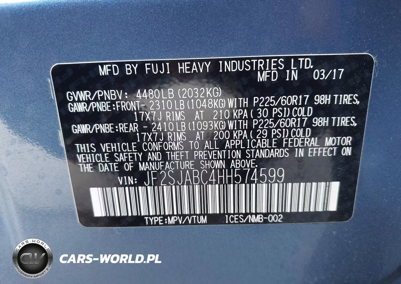 2017 Subaru Forester 2.5I VIN:JF2SJABC4HH574599 - 9