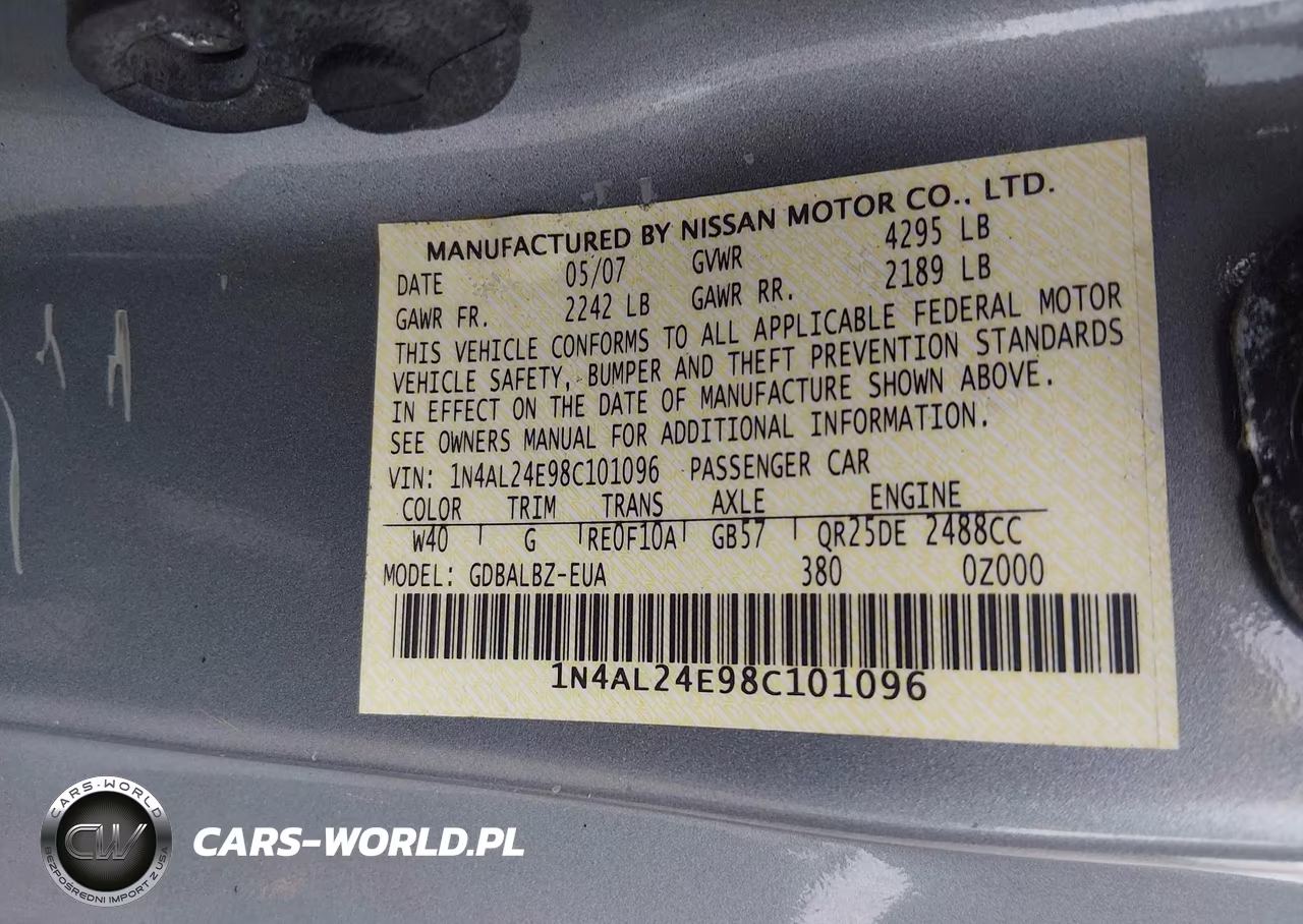 2008 Nissan Altima 2.5 S VIN:1N4AL24E98C101096 - 9
