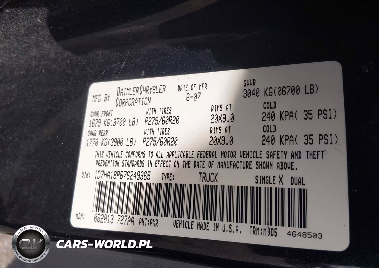 2007 Dodge Ram 1500 Slt VIN:1D7HA18P67S249365 - 9