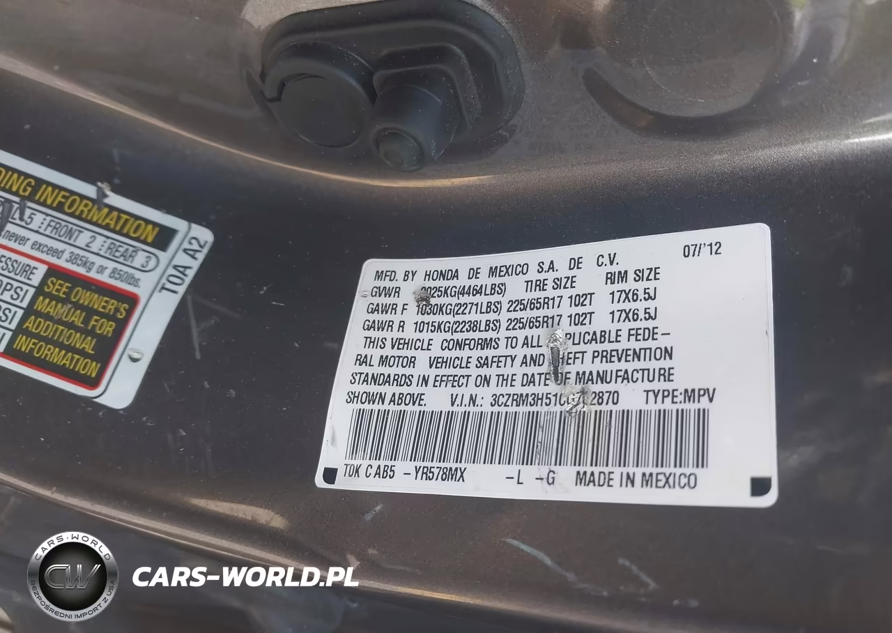 2012 Honda Cr-V Ex VIN:3CZRM3H51CG702870 - 9