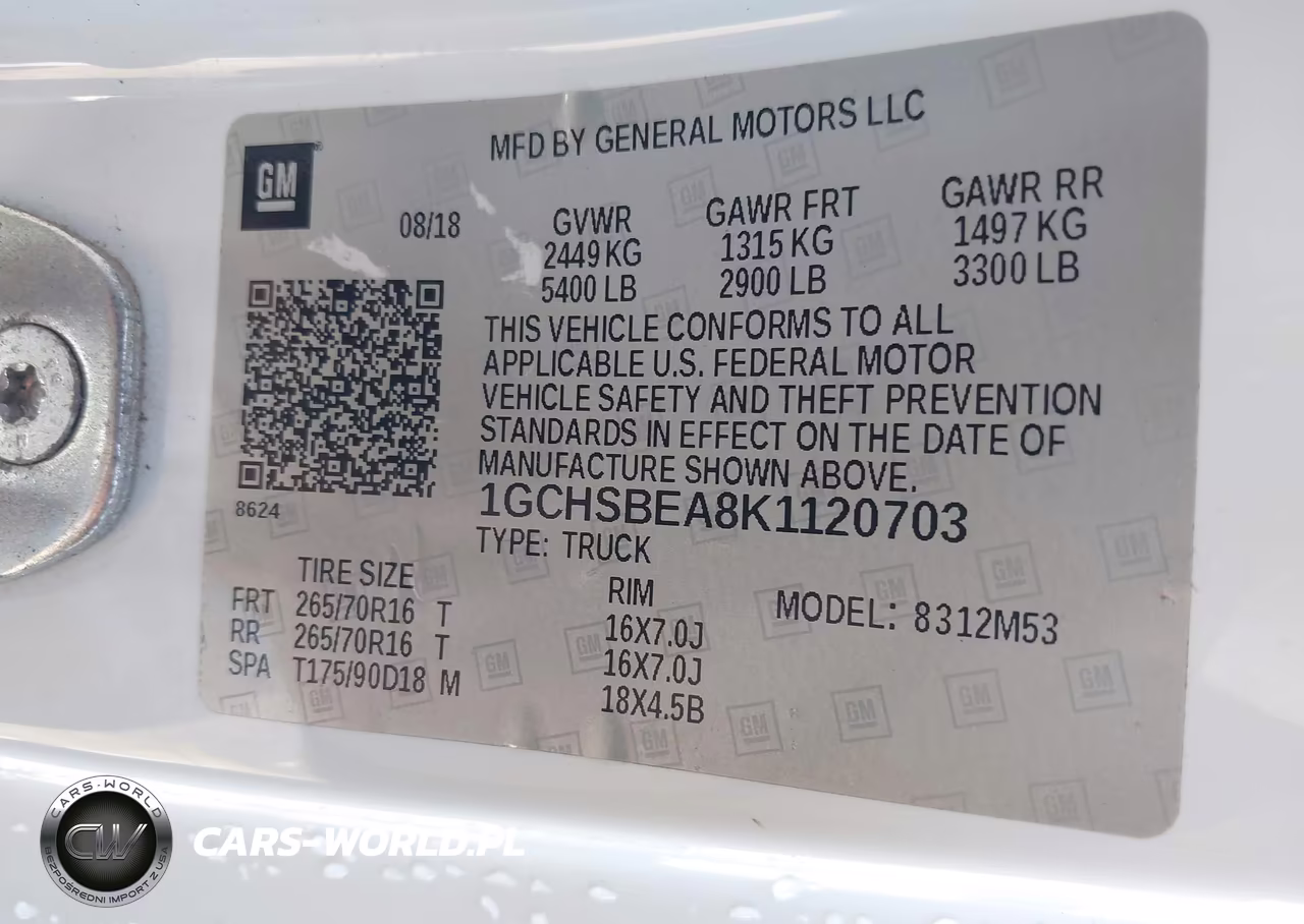 2019 Chevrolet Colorado Wt VIN:1GCHSBEA8K1120703 - 9