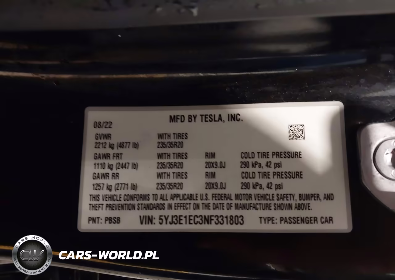 2022 Tesla Model 3 Performance Dual Motor All-Wheel Drive VIN:5YJ3E1EC3NF331803 - 9