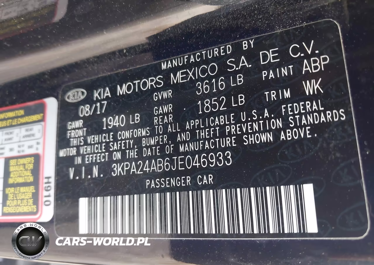 2018 Kia Rio Lx VIN:3KPA24AB6JE046933 - 9