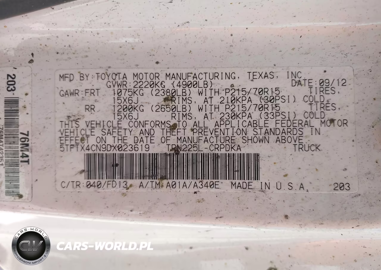 2013 Toyota Tacoma VIN:5TFTX4CN9DX023619 - 9