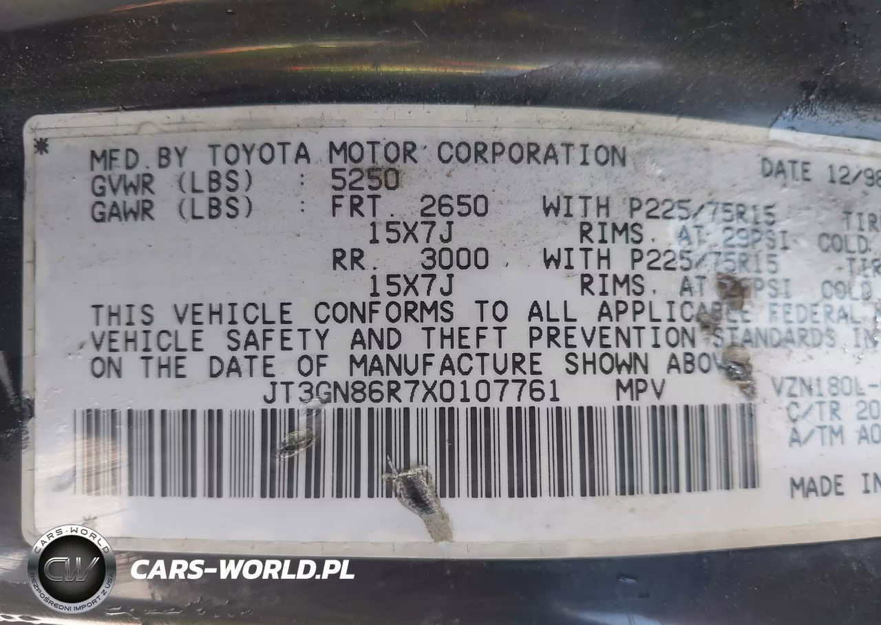 1999 Toyota 4Runner Sr5 V6 VIN:JT3GN86R7X0107761 - 9