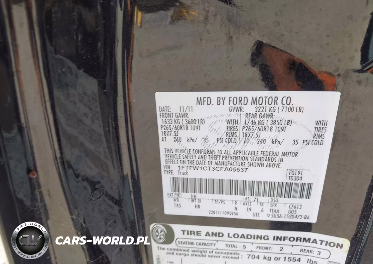 2012 Ford F-150 Lariat VIN:1FTFW1CT3CFA05537 - 9