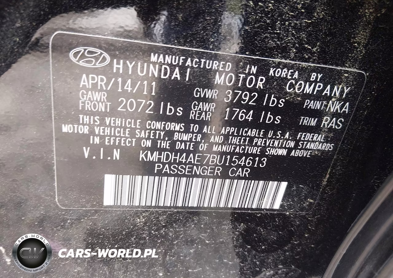 2011 Hyundai Elantra Gls (Ulsan Plant) VIN:KMHDH4AE7BU154613 - 9