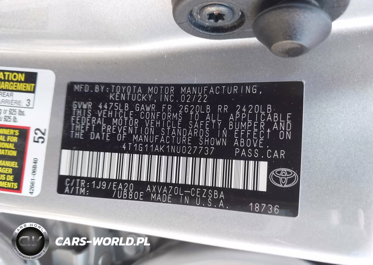 2022 Toyota Camry Se VIN:4T1G11AK1NU027737 - 9