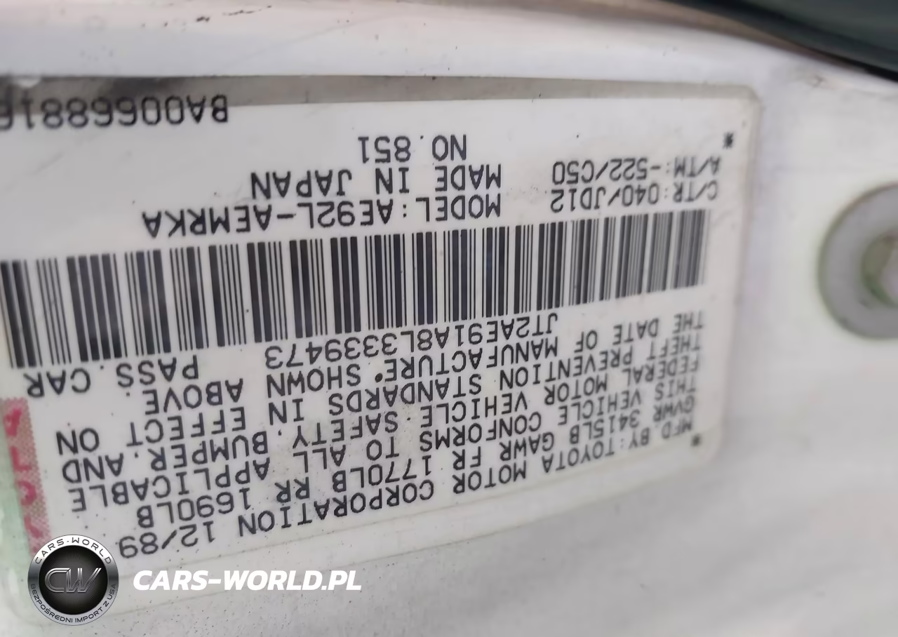 1990 Toyota Corolla VIN:JT2AE91A8L3339473 - 9