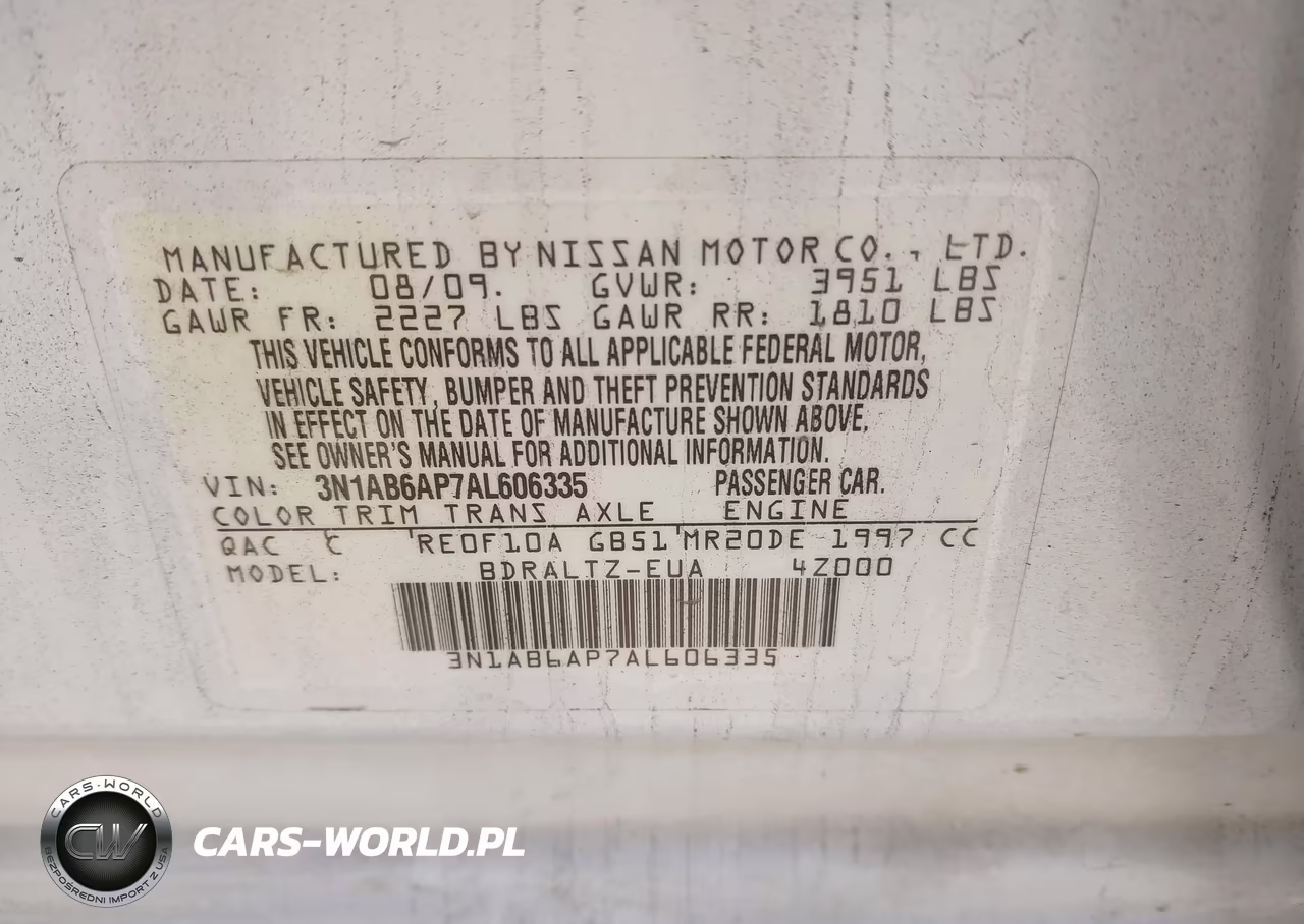2010 Nissan Sentra 2.0S VIN:3N1AB6AP7AL606335 - 9