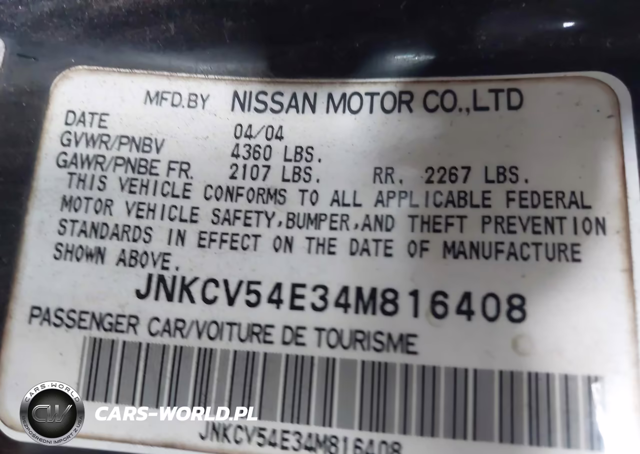 2004 Infiniti G35 VIN:JNKCV54E34M816408 - 9