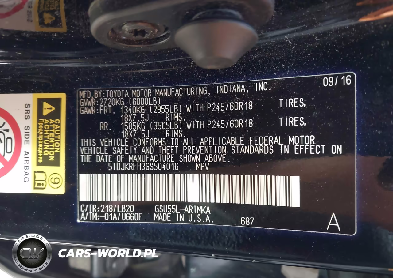 2016 Toyota Highlander Xle V6 VIN:5TDJKRFH3GS504016 - 9