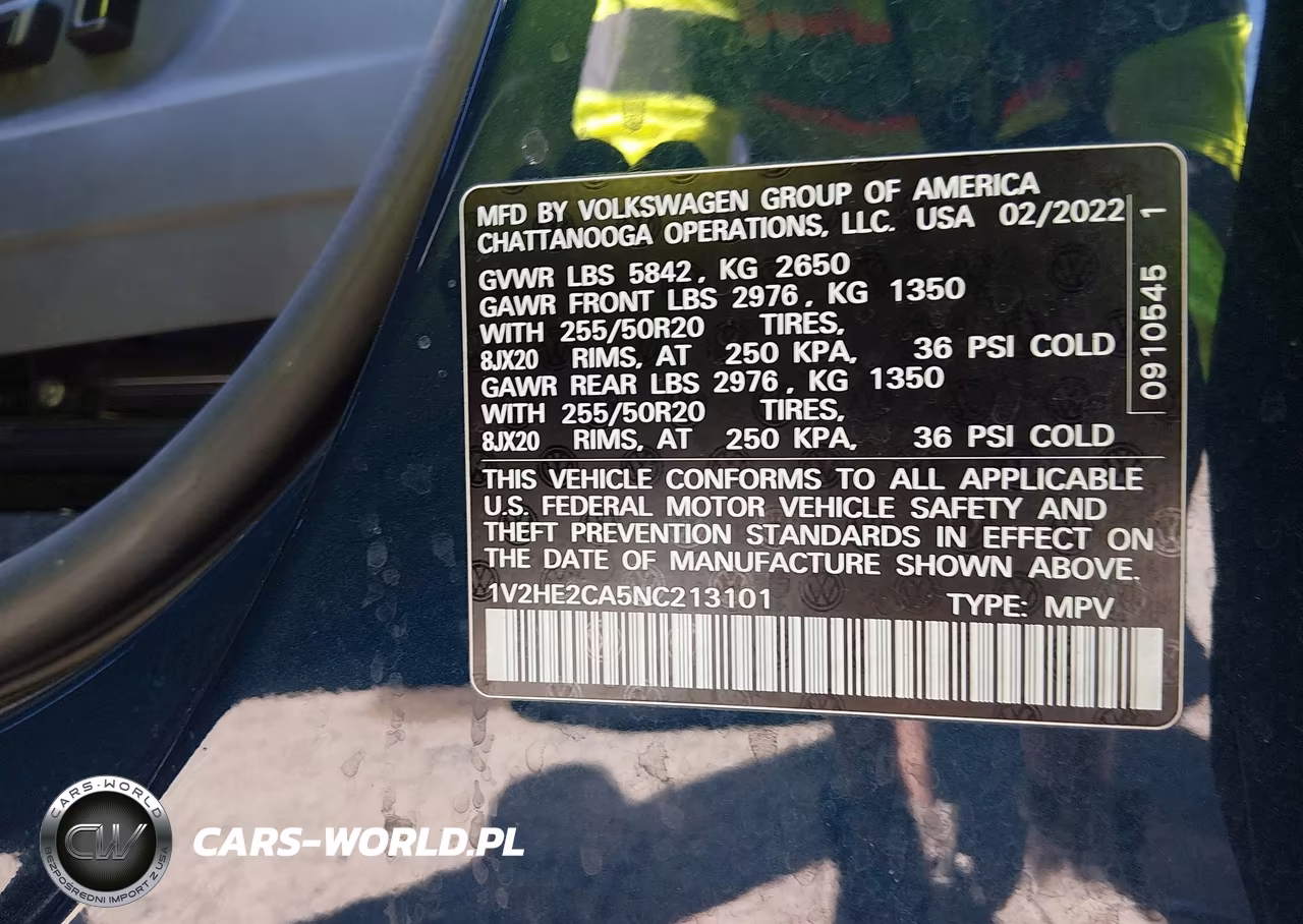 2022 Volkswagen Atlas Cross Sport 3.6L V6 Se W-Technology VIN:1V2HE2CA5NC213101 - 9