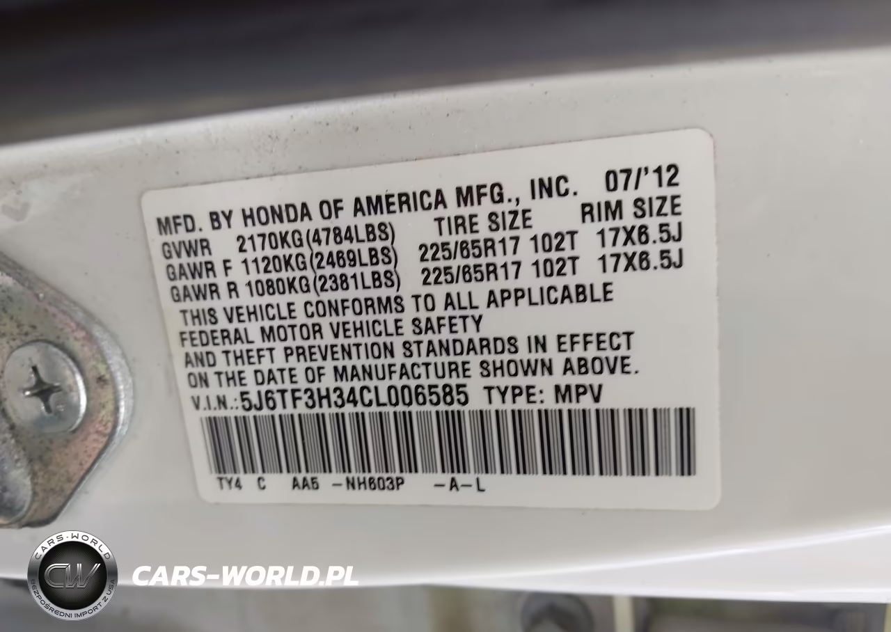 2012 Honda Crosstour 2.4 Ex VIN:5J6TF3H34CL006585 - 9
