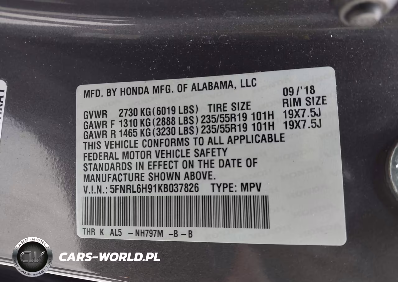 2019 Honda Odyssey Elite VIN:5FNRL6H91KB037826 - 9