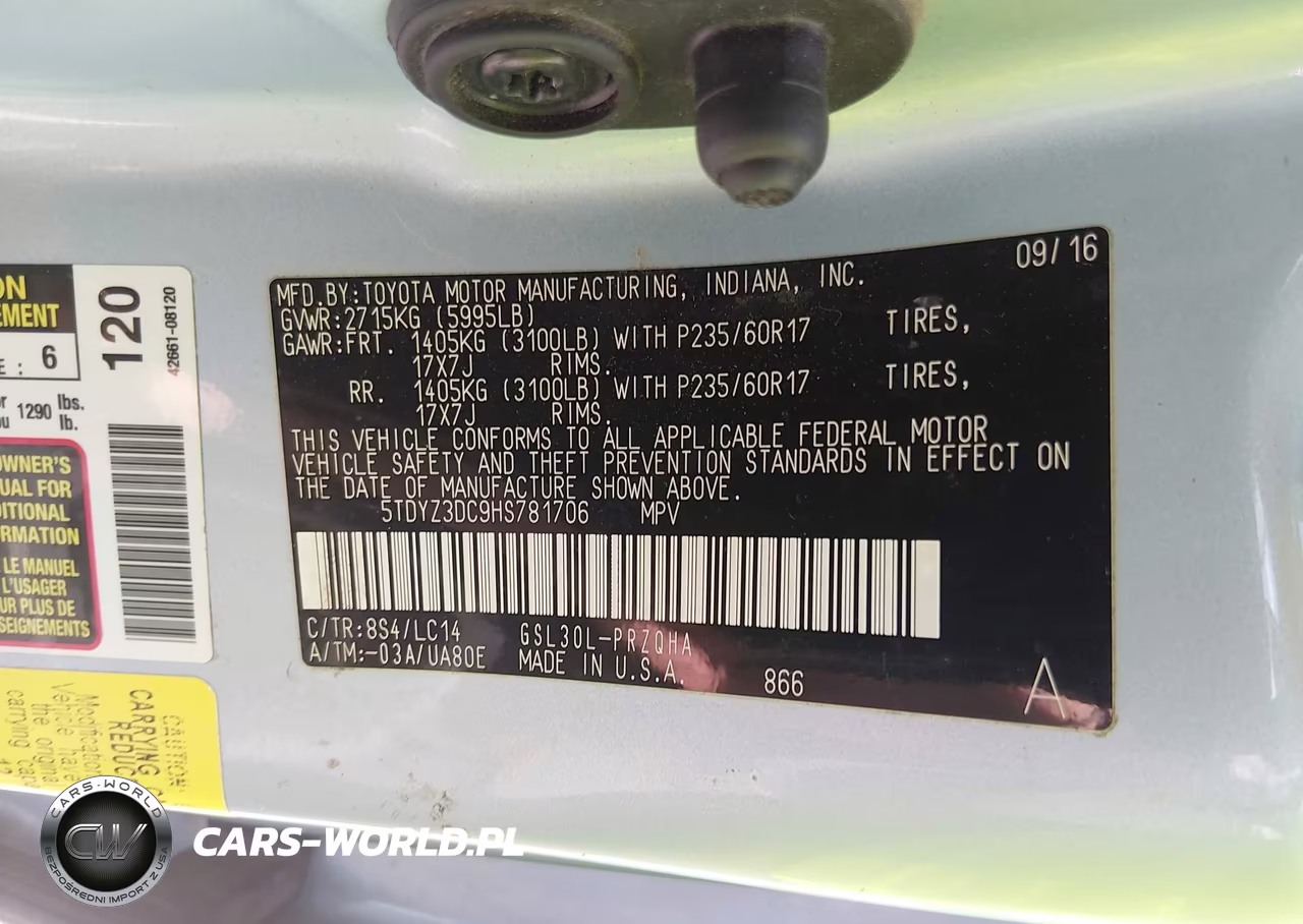 2017 Toyota Sienna Xle 8 Passenger VIN:5TDYZ3DC9HS781706 - 9