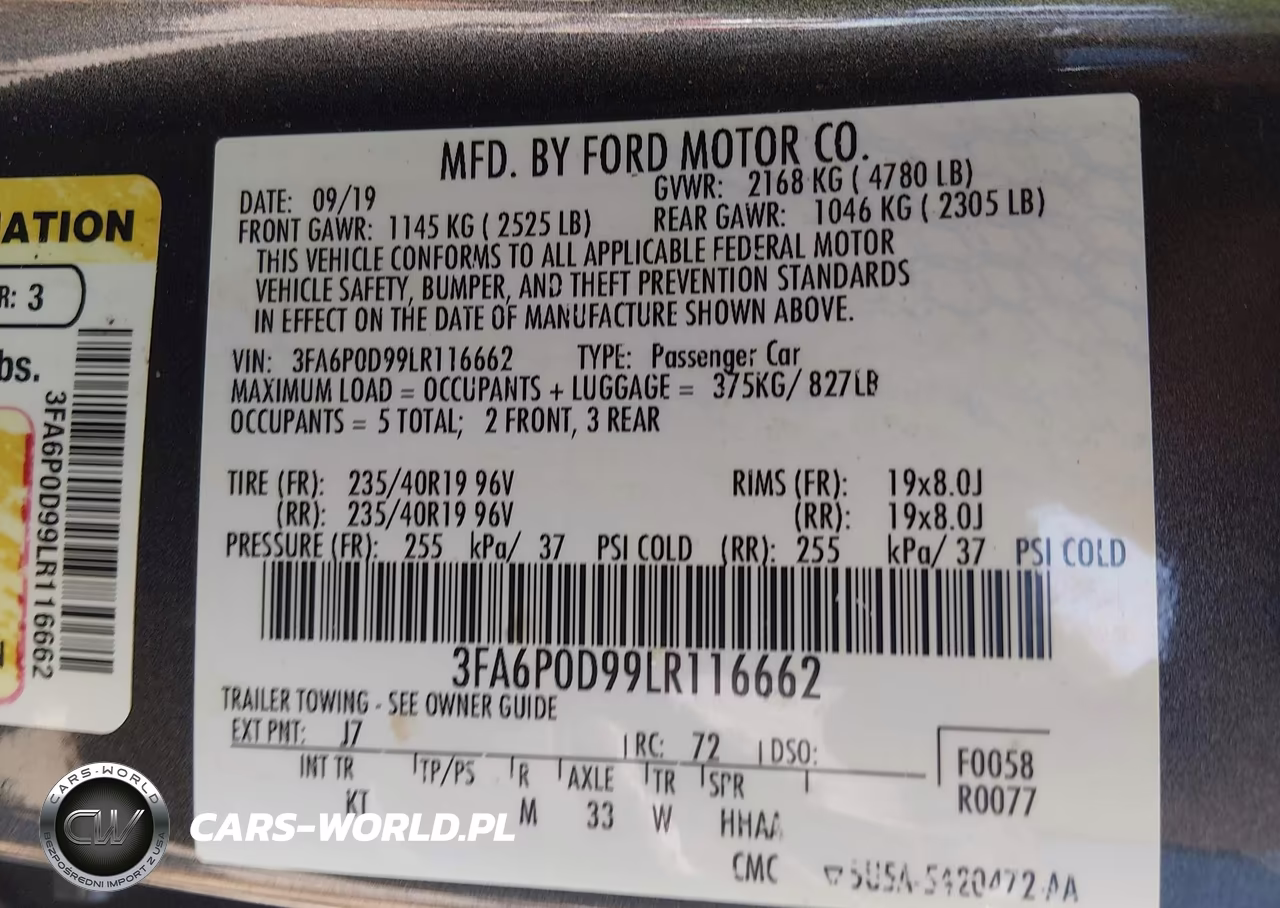 2020 Ford Fusion Titanium VIN:3FA6P0D99LR116662 - 9