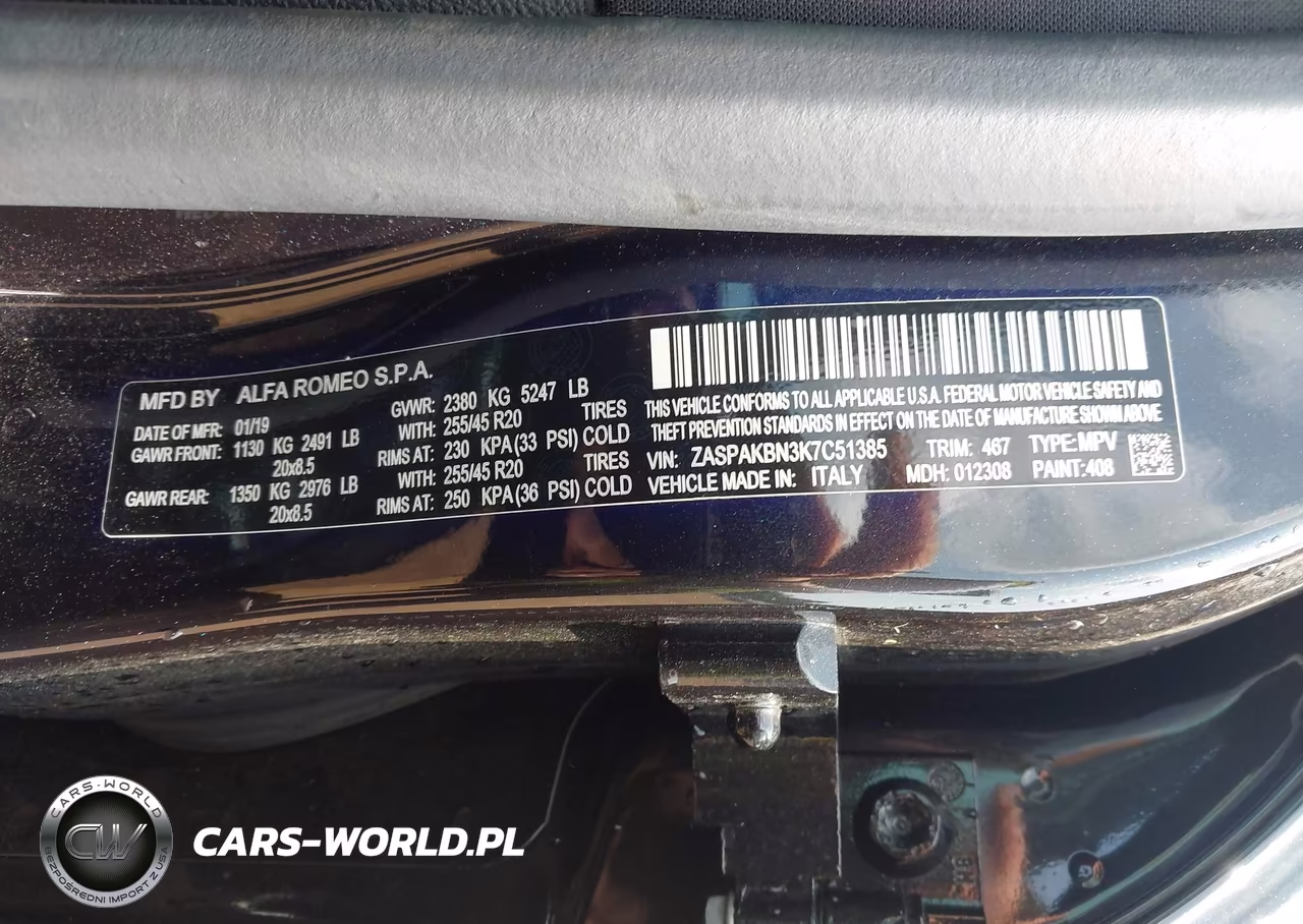 2019 Alfa Romeo Stelvio Ti Sport Awd VIN:ZASPAKBN3K7C51385 - 9