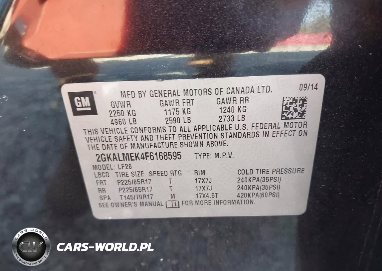 2015 GMC Terrain Sle-1 VIN:2GKALMEK4F6168595 - 9