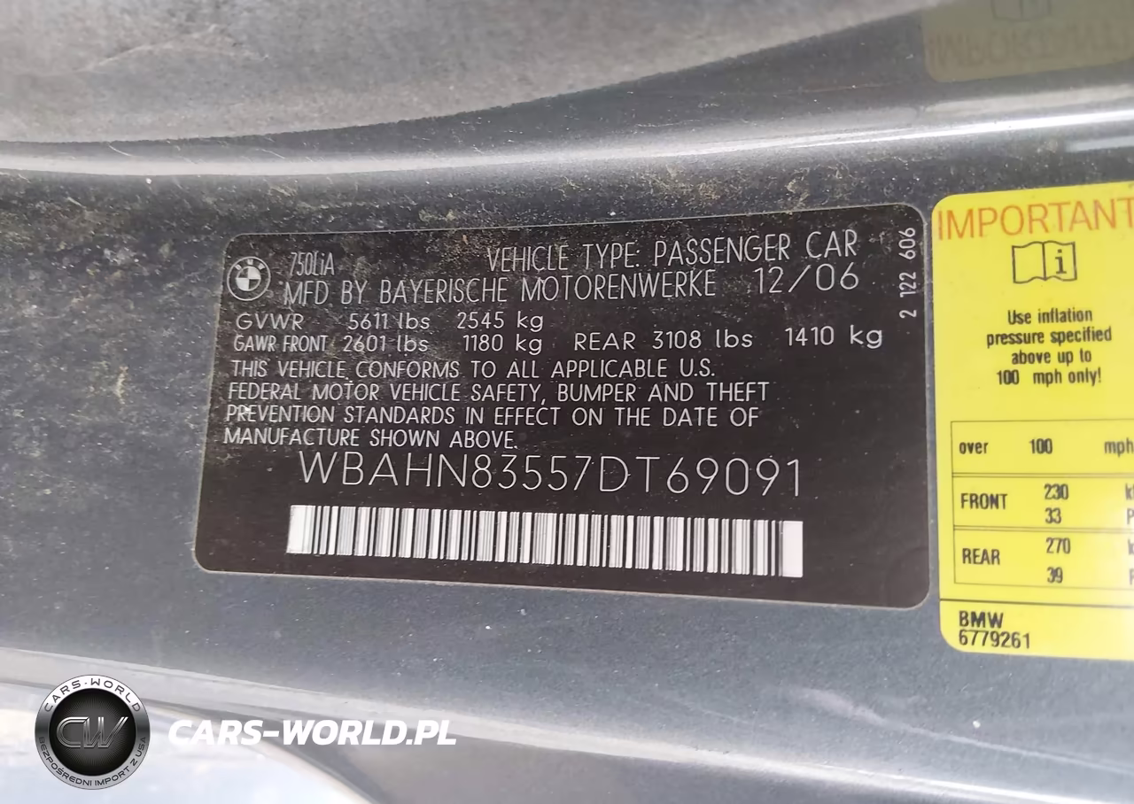 2007 BMW 750Li VIN:WBAHN83557DT69091 - 9