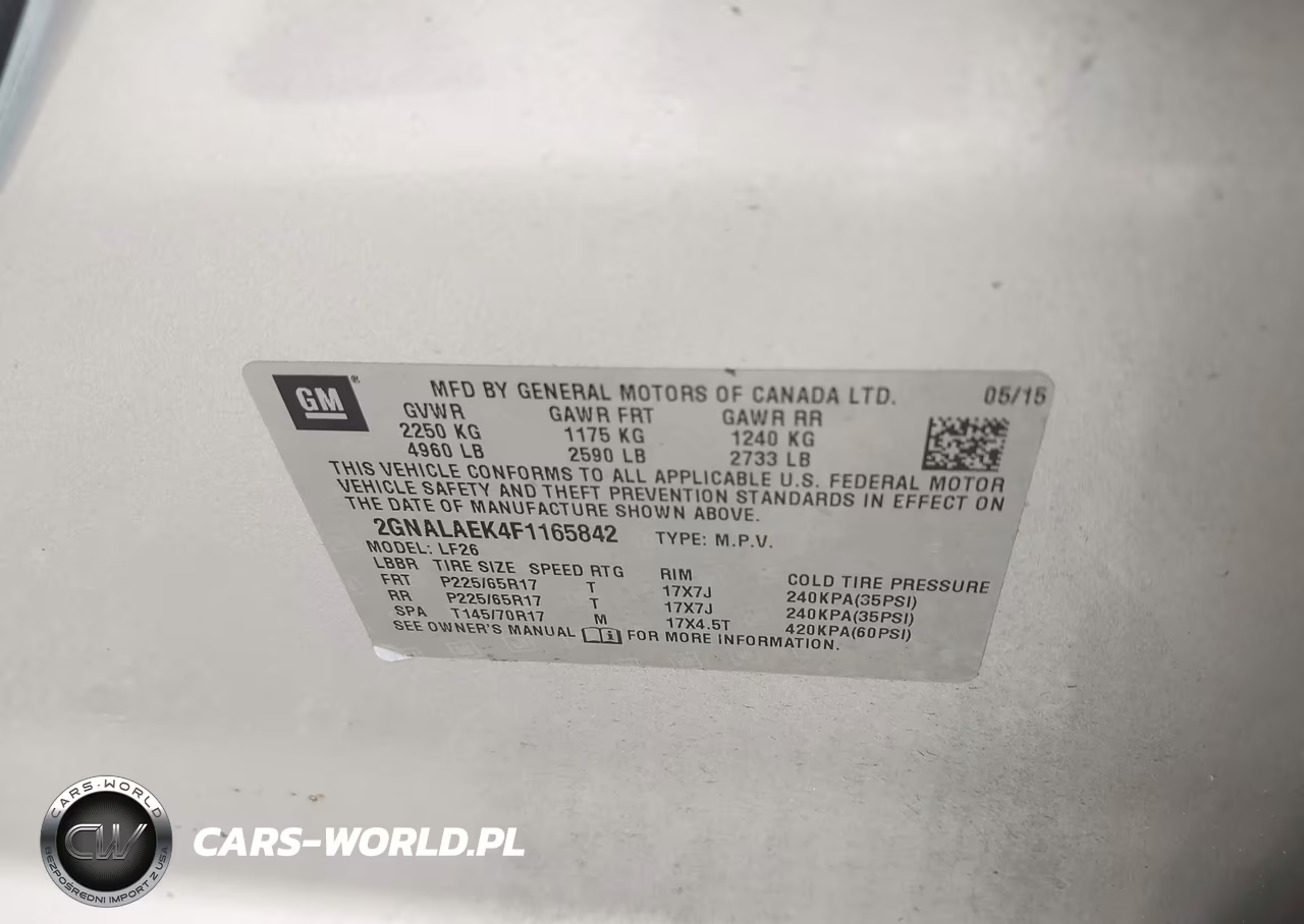 2015 Chevrolet Equinox Ls VIN:2GNALAEK4F1165842 - 9