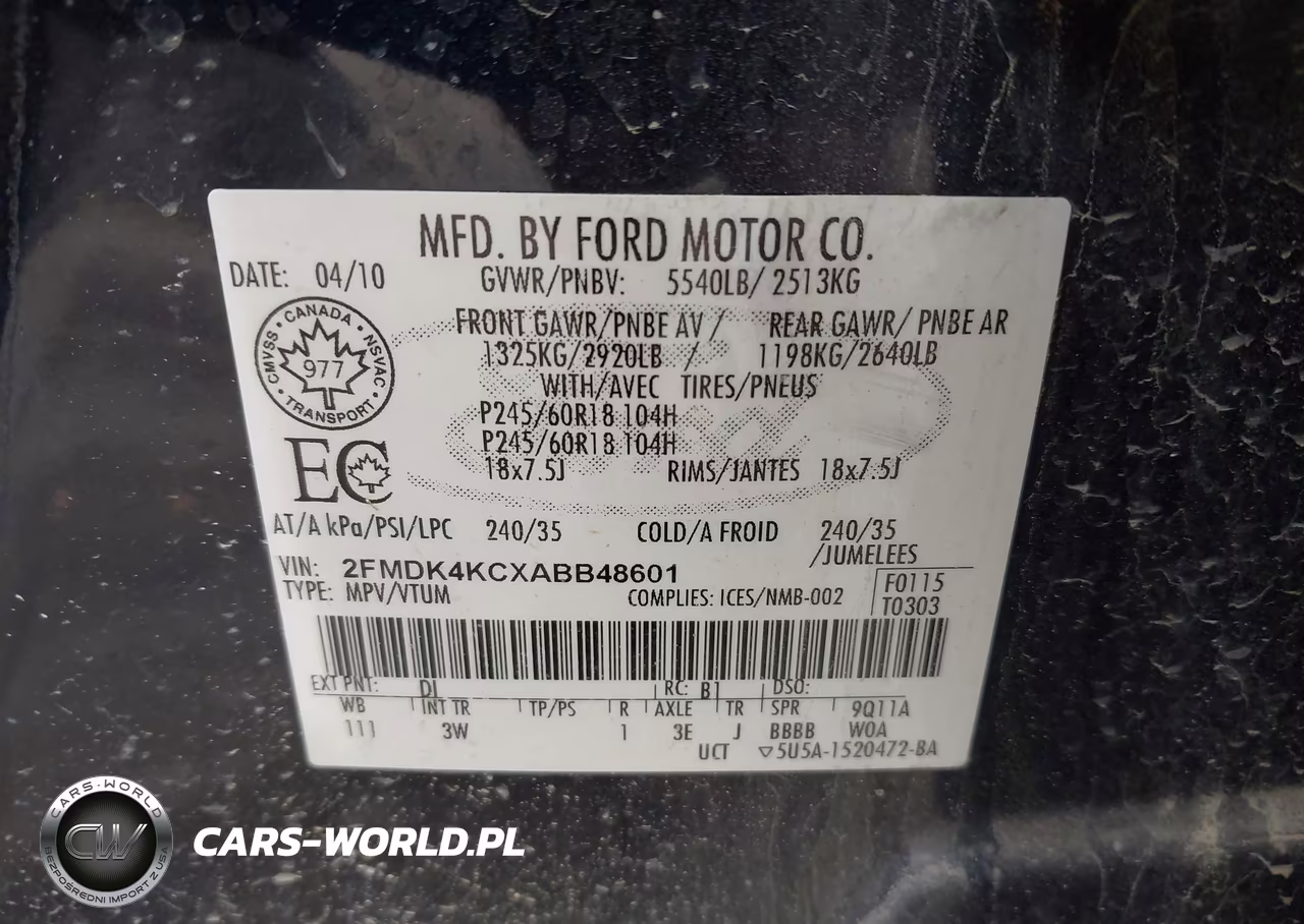 2010 Ford Edge Limited VIN:2FMDK4KCXABB48601 - 9