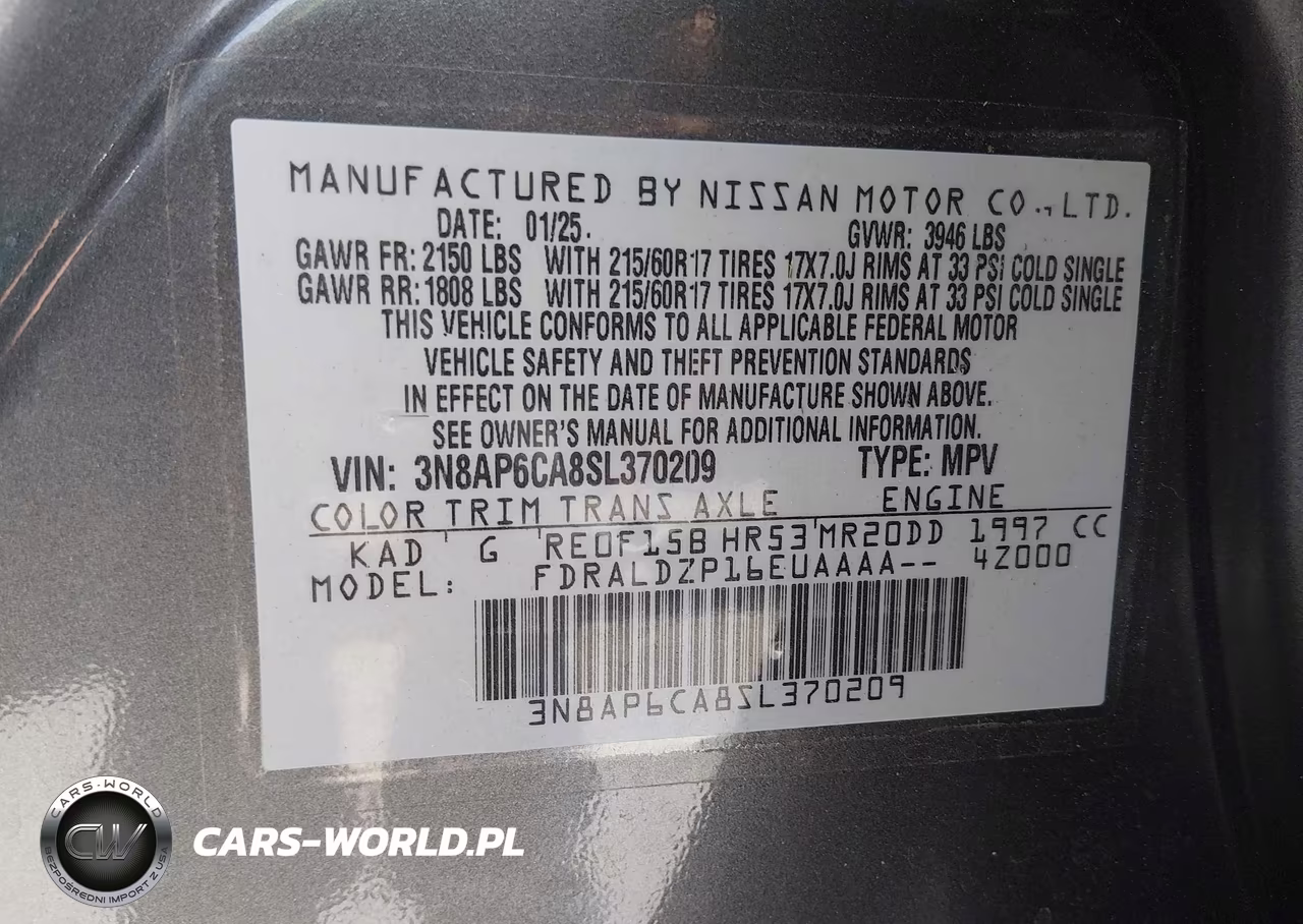 2025 Nissan Kicks Sv Fwd VIN:3N8AP6CA8SL370209 - 9