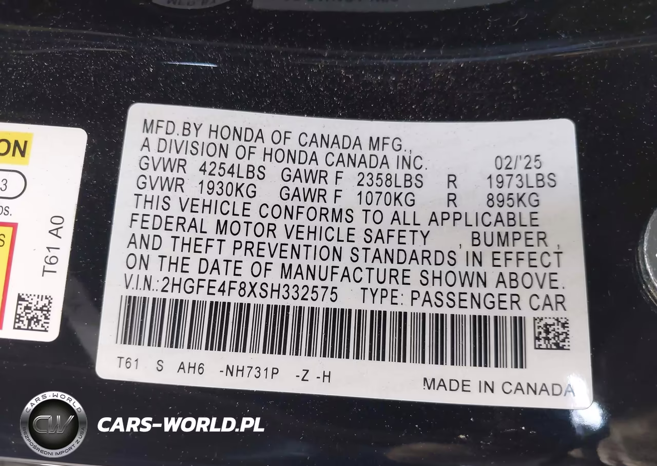 2025 Honda Civic Hybrid Sport-Sport Touring VIN:2HGFE4F8XSH332575 - 9