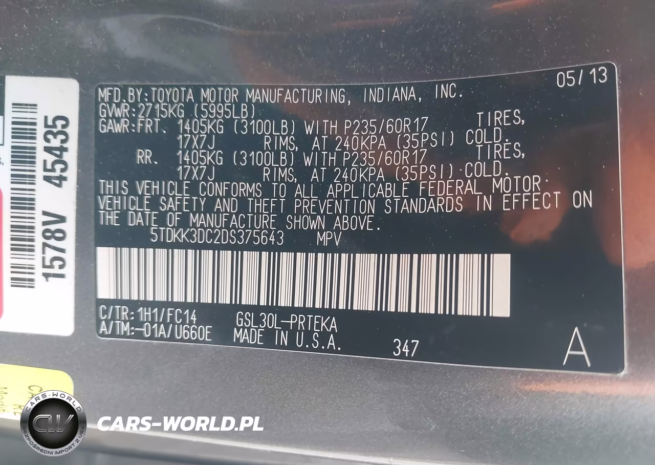 2013 Toyota Sienna Le V6 8 Passenger VIN:5TDKK3DC2DS375643 - 9