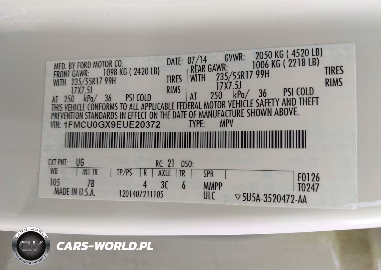 2014 Ford Escape Se VIN:1FMCU0GX9EUE20372 - 9