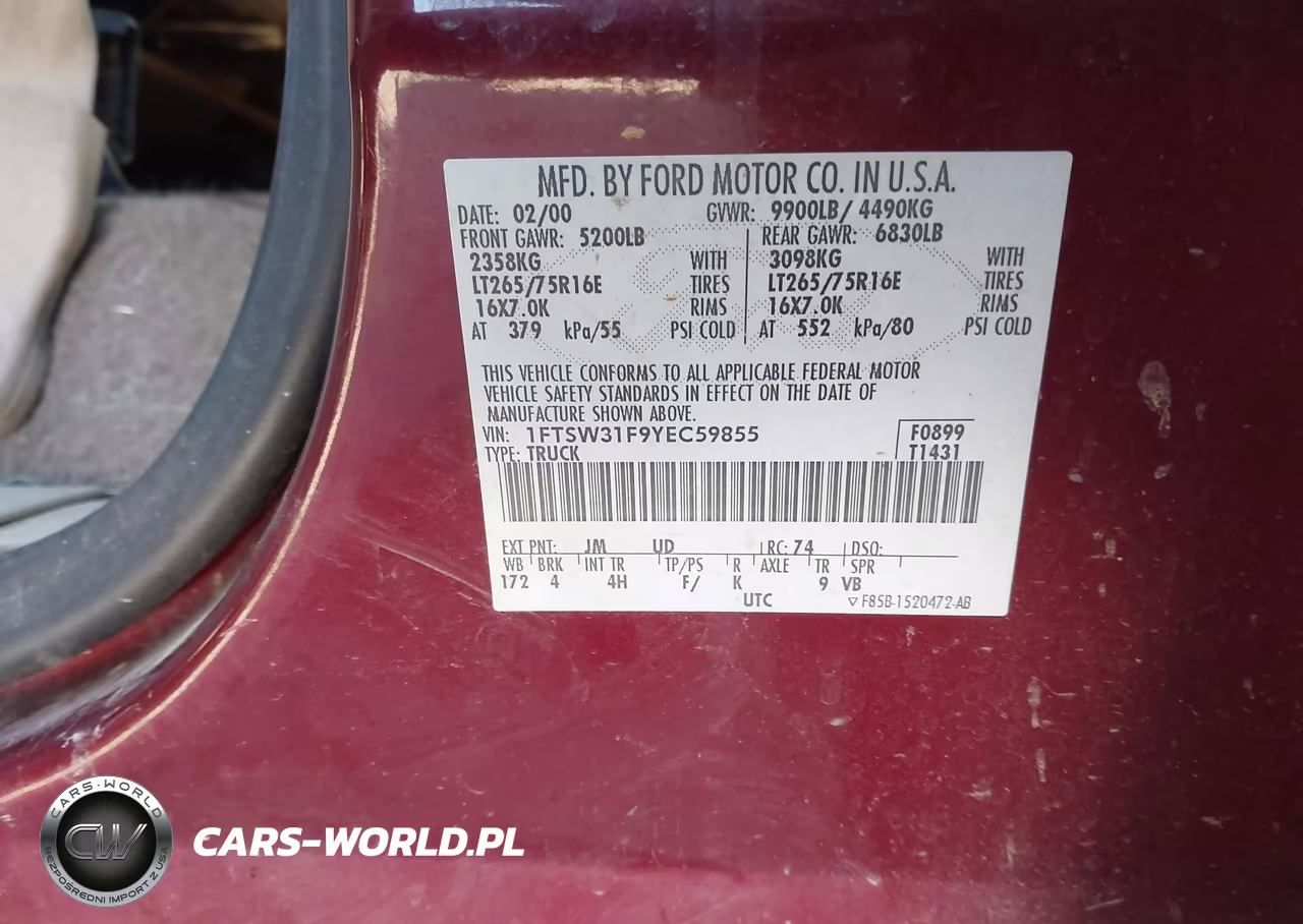2000 Ford F-350 Lariat-Xl-Xlt VIN:1FTSW31F9YEC59855 - 9