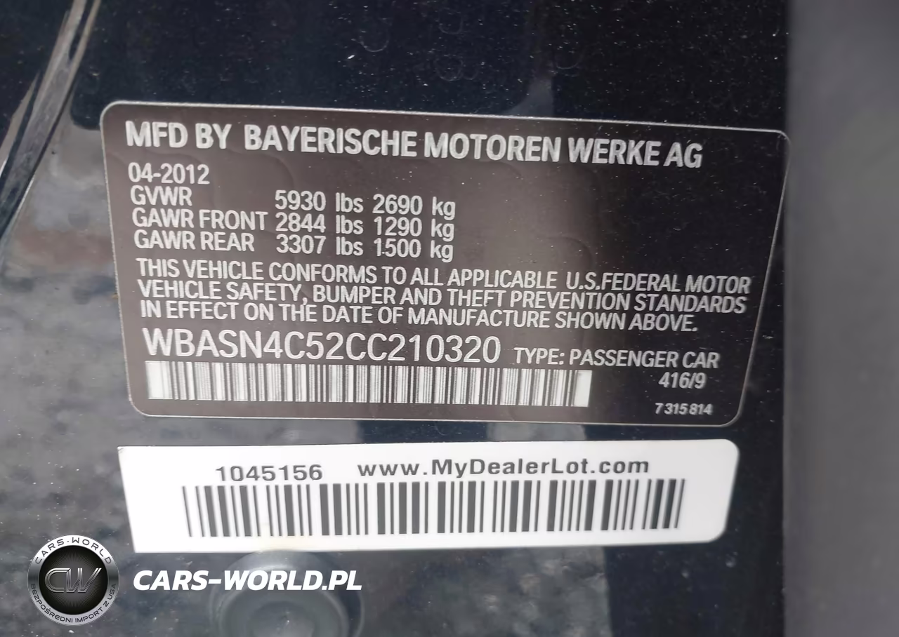 2012 BMW 550I Gran Turismo VIN:WBASN4C52CC210320 - 9