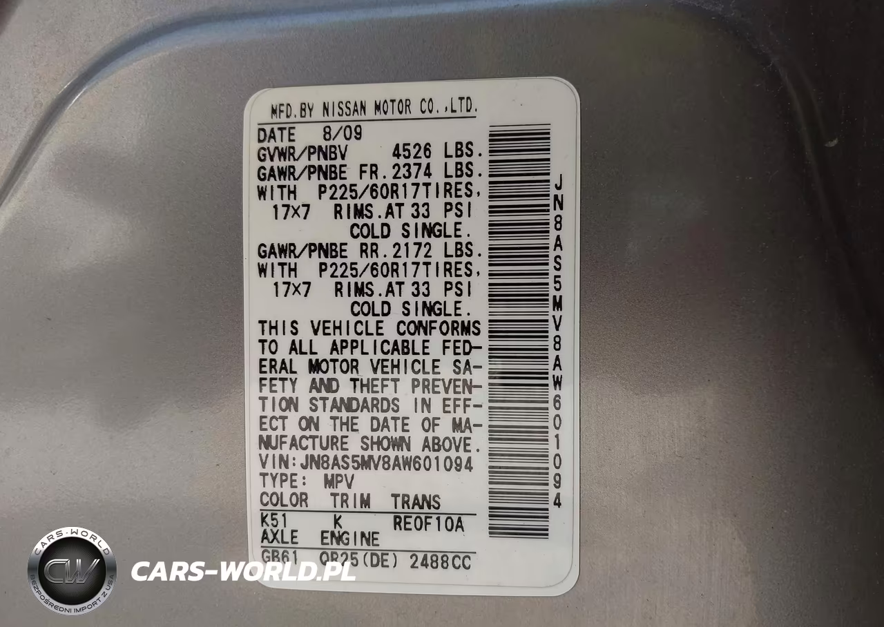 2010 Nissan Rogue Sl VIN:JN8AS5MV8AW601094 - 9