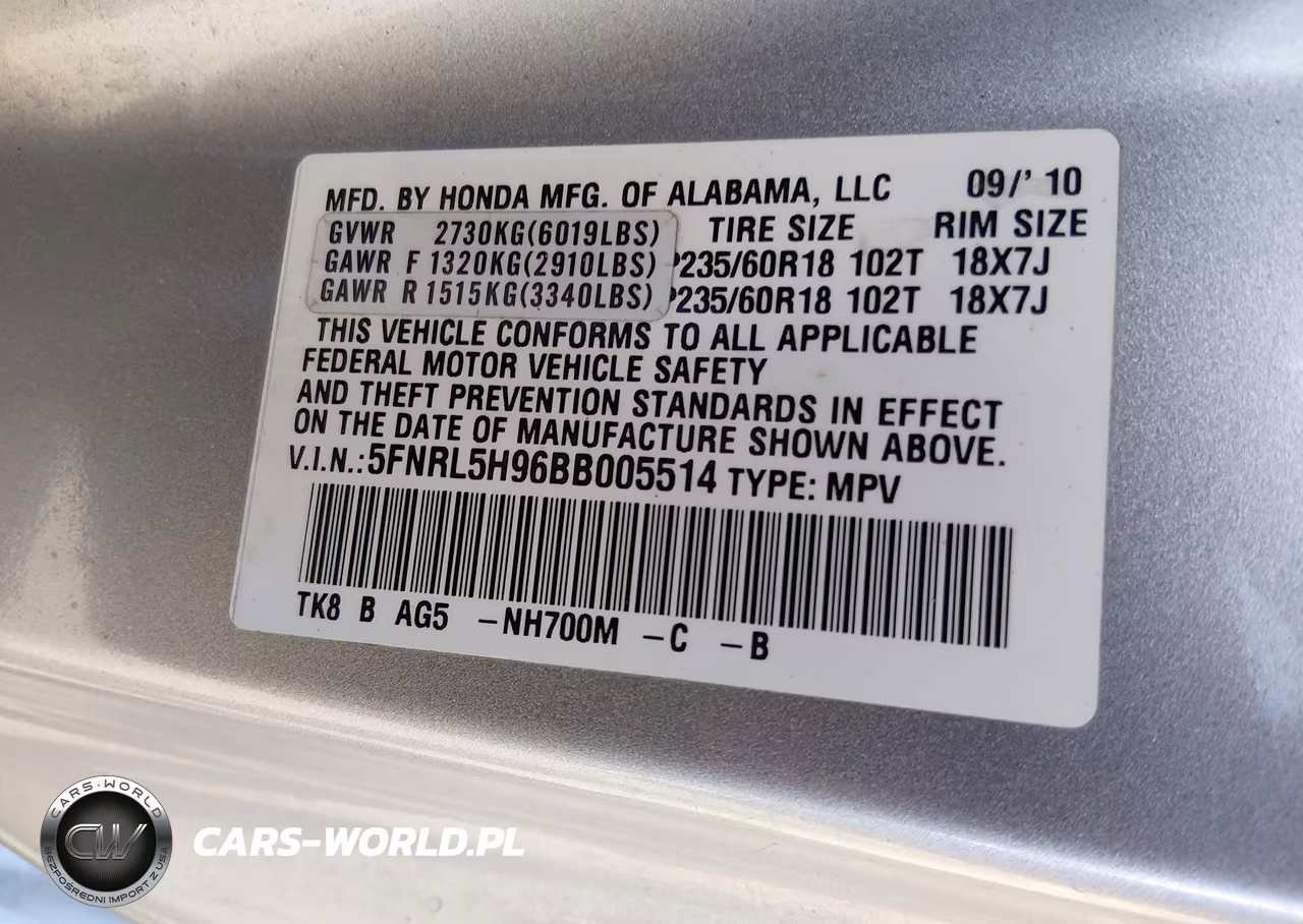 2011 Honda Odyssey Touring-Touring Elite VIN:5FNRL5H96BB005514 - 9