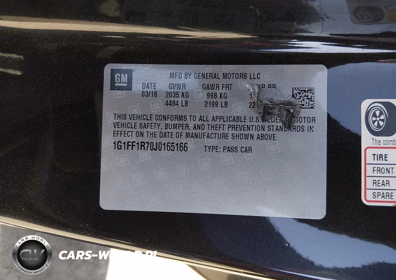 2018 Chevrolet Camaro 1Ss VIN:1G1FF1R70J0165166 - 9