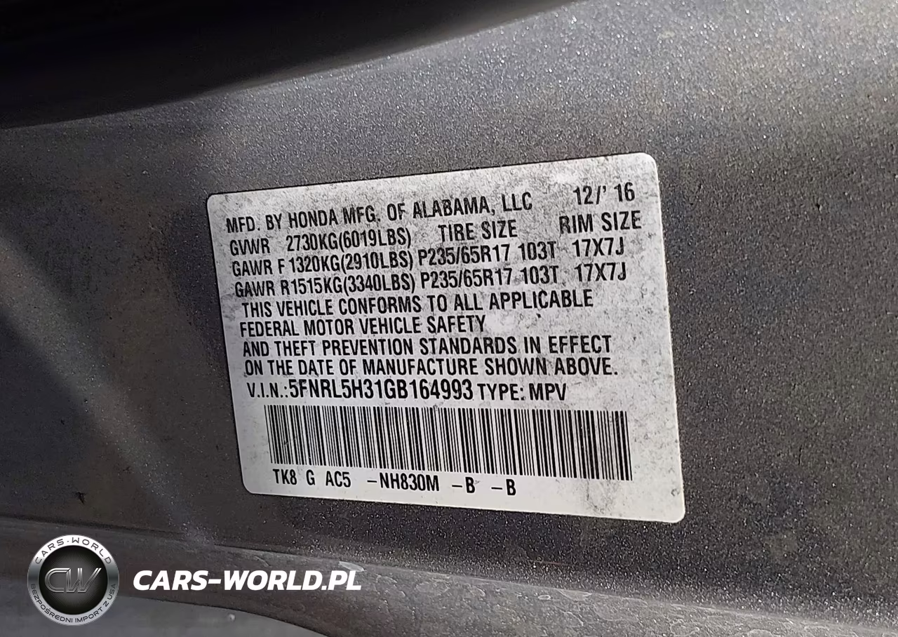 2016 Honda Odyssey Se VIN:5FNRL5H31GB164993 - 9