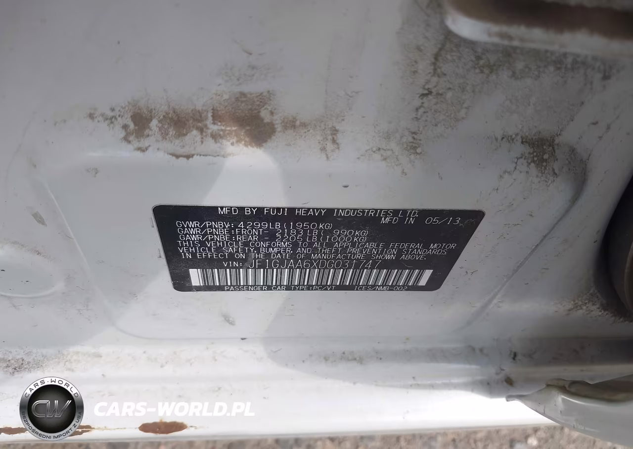 2013 Subaru Impreza 2.0I VIN:JF1GJAA6XDG031747 - 9
