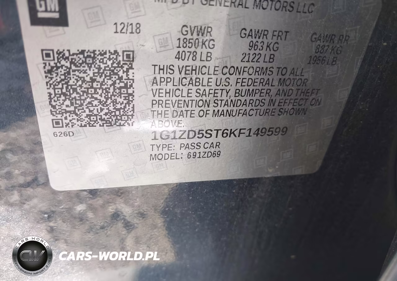 2019 Chevrolet Malibu Lt VIN:1G1ZD5ST6KF149599 - 9