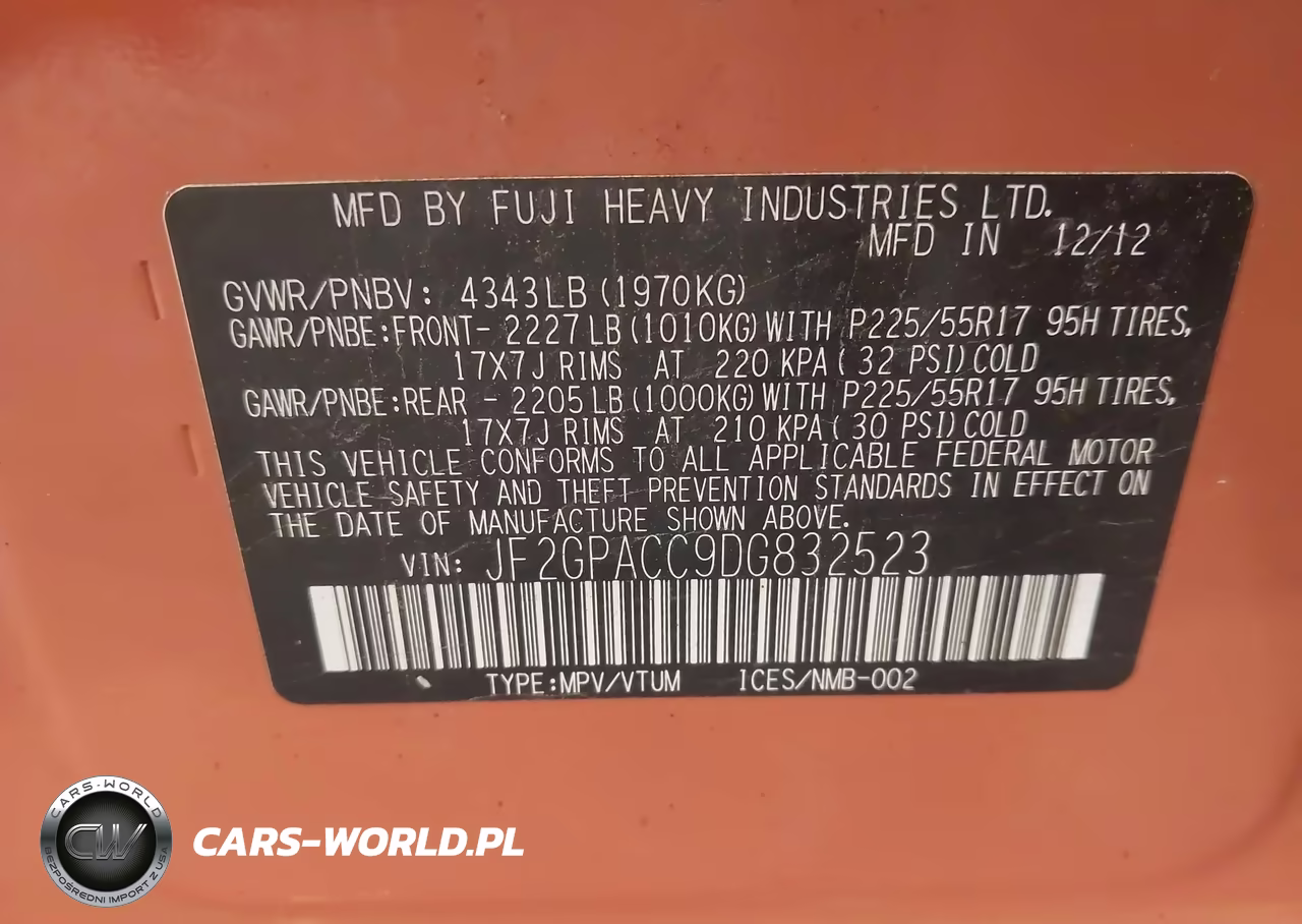 2013 Subaru Xv Crosstrek 2.0I Premium VIN:JF2GPACC9DG832523 - 9