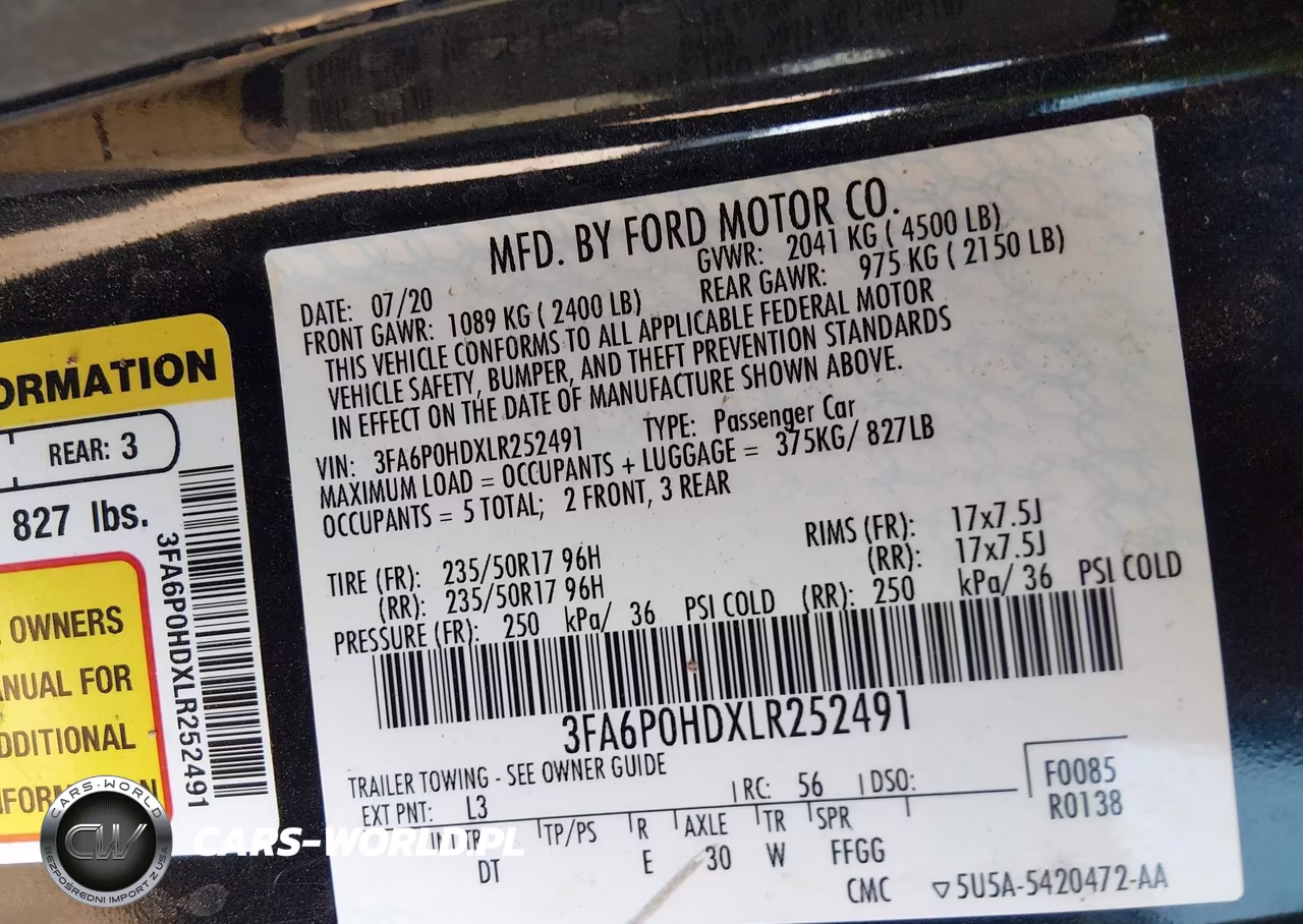 2020 Ford Fusion Se VIN:3FA6P0HDXLR252491 - 9