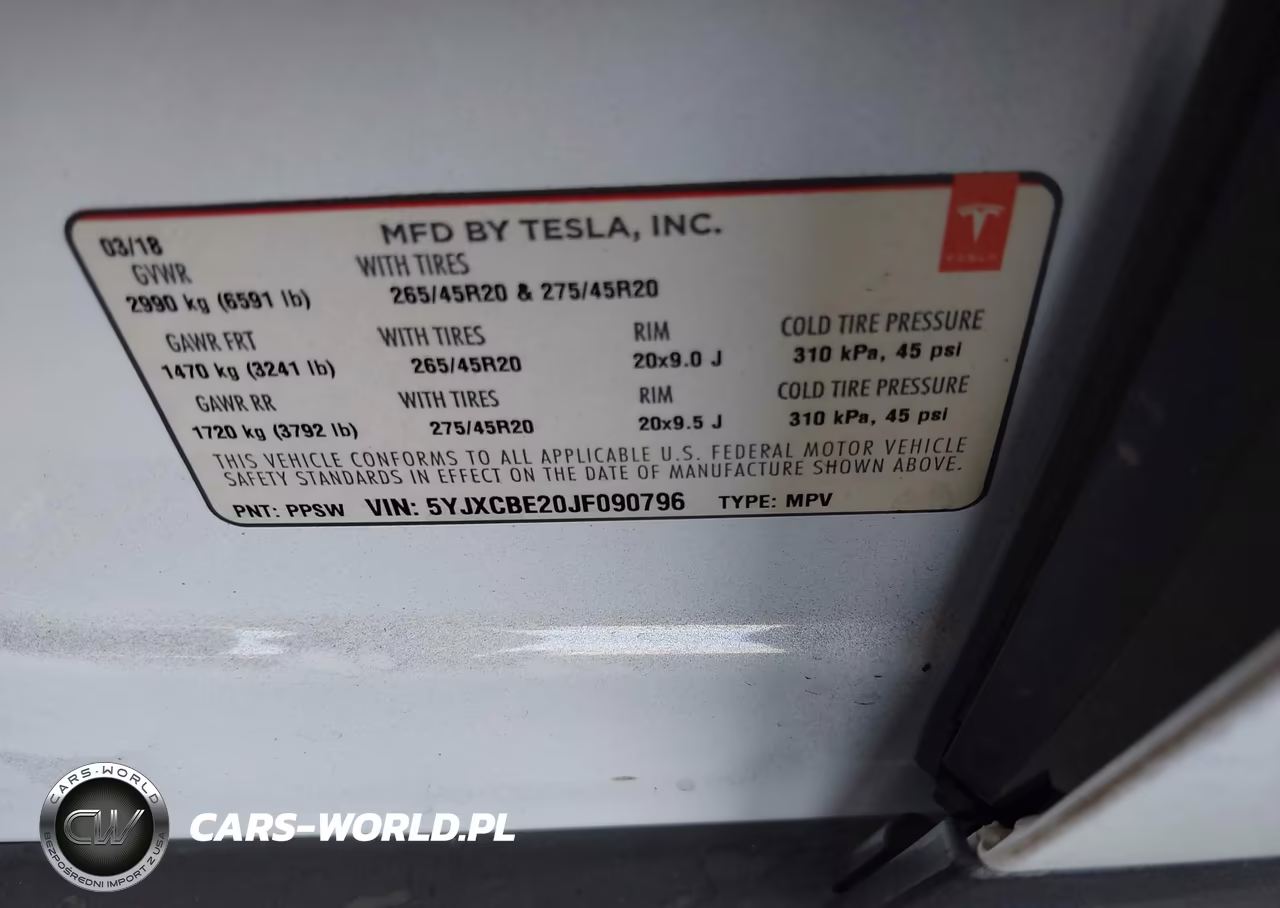 2018 Tesla Model X 100D-75D-P100D VIN:5YJXCBE20JF090796 - 9